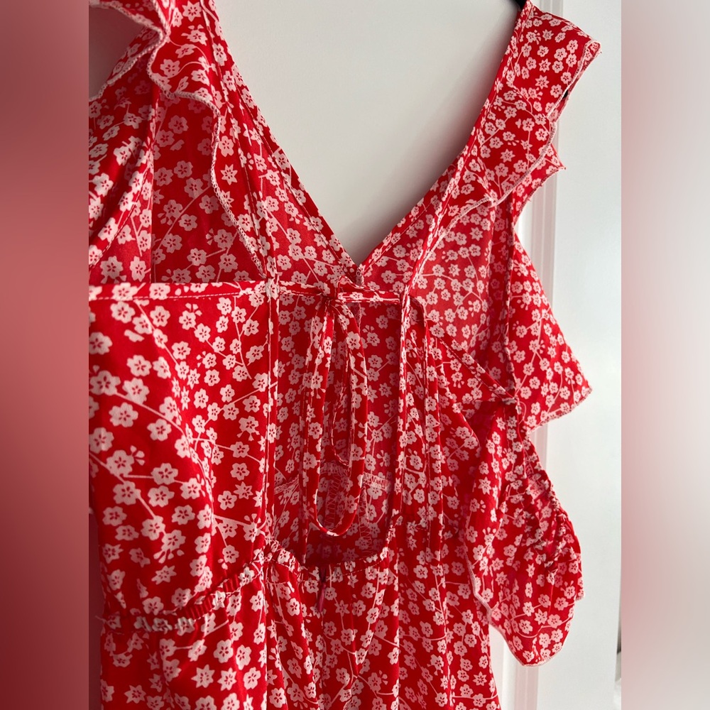 Red Floral Ruffle Dress - Picture 7 of 15